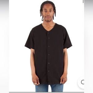 New Men’s Shaka Wear 7.5oz 100% Cotton Black Button up Baseball Jersey